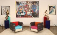 Pair of armchairs in the taste of the LC2 model by Le Corbusier