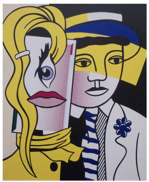 Stepping Out (1978), Print d'après Roy Lichtenstein, épreuve en couleur, signé sur papier Arches dans la planche, cachet de l'éditeur numéroté sur 150, encadré avec certificat de l'éditeur, 28x38cm