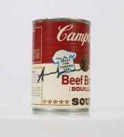 Andy Warhol (d'aprés) - boite de conserve Campbell's portant une inscription Andy Warhol