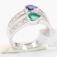 Sapphire and Emerald Twin Ring 