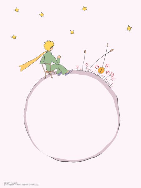 Antoine de Saint-Exupéry - Le Petit Prince assis. Lithographie en couleurs sur papier arches 300g. D’après l'aquarelle originale d’Antoine de Saint-Exupéry pour son livre 