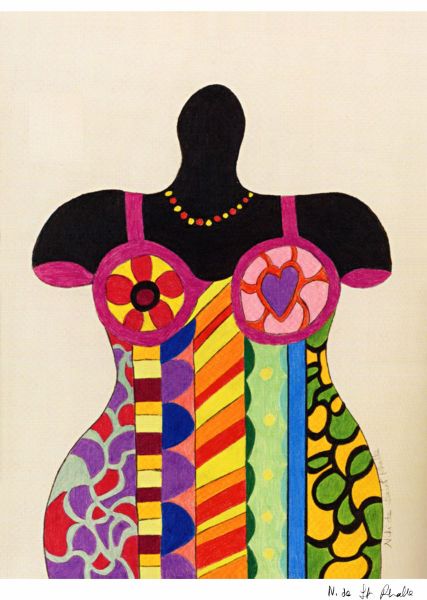 Buste Femme, Print, d'après Niki de Saint Phalle, Épreuve en couleur signée sur papier Arches dans la planche, et cachet de l’éditeur numéroté sur 150, encadré avec certificat de l’éditeur, Dimensions 28x38 cm