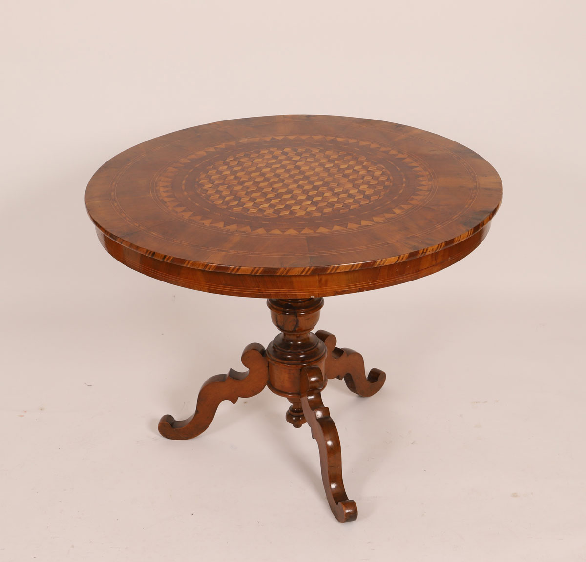 Large marquetry pedestal table