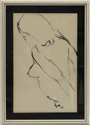 GER MAAS (1931-2020) - Dessin original, nu féminin de profil