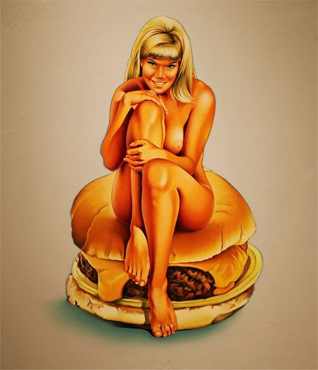 Barbiburger, Print after Mel Ramos, proof in color, signed on Arches paper in the plate, stamp of the editor numbered on 150, framed with certificate of the editor, 28x38cm