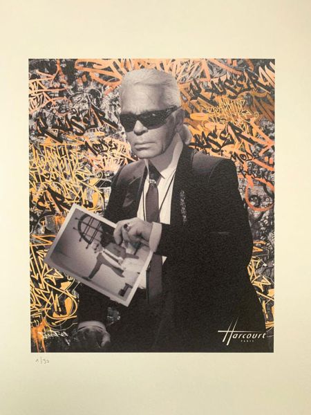 Studio Harcourt - Karl Lagerfeld Gold and Silver Digital Polychrome Lithograph