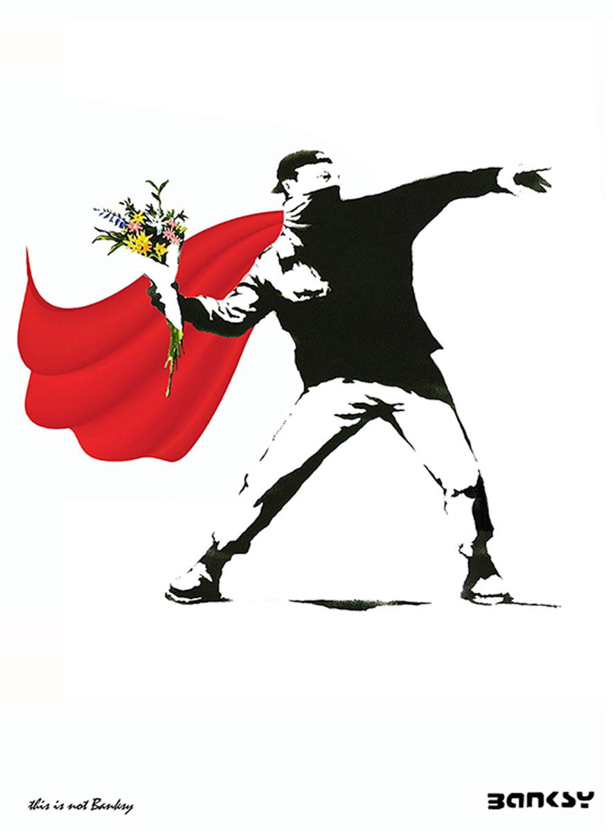 Flower Bomber Cape, Banksy / This is not Banksy, printed on Beaux Arts paper, Size 28 x38, edited in 6 copies