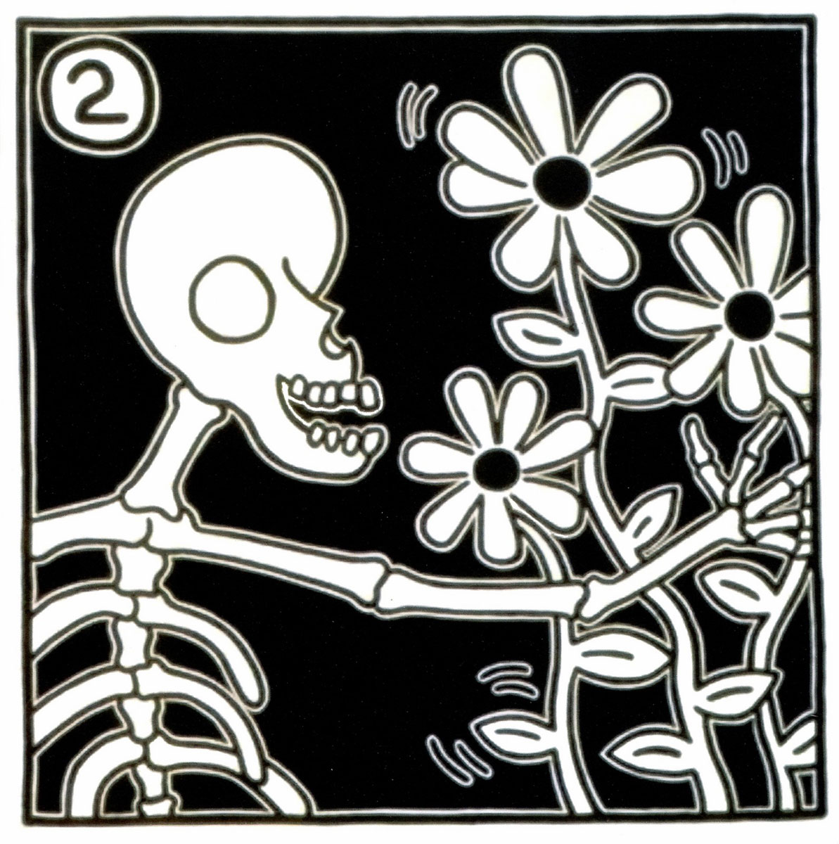 Skeleton2, Print, d'après Keith Haring, Épreuve en couleur signée sur papier Arches dans la planche, et cachet de l’éditeur numéroté sur 150, encadré avec certificat de l’éditeur, Dimensions 28x38 cm