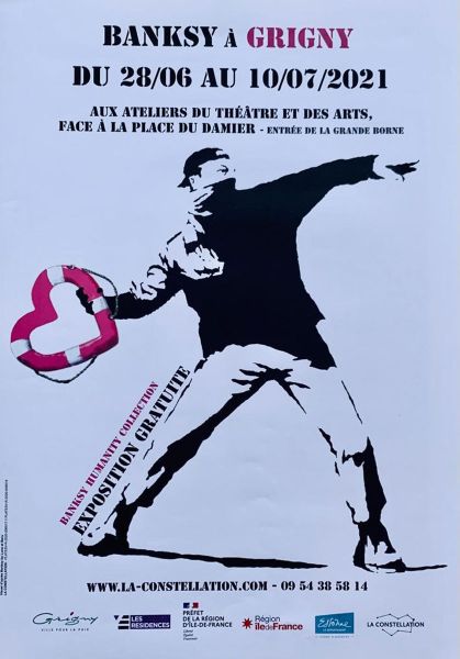 Banksy - Affiche de l'exposition de l'artiste à Grigny (France) en 2021.