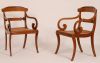 Caned armchairs