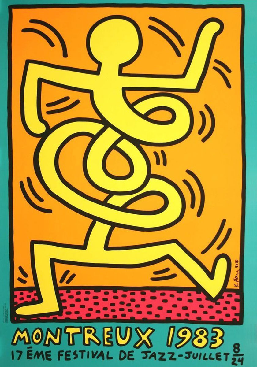 Keith Haring (d'après), Affiche Montreux Bonhomme jaune, 1983 