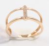 Ring 18K rose gold, double ring linked by a row of 9 diamonds for 0.05ct 