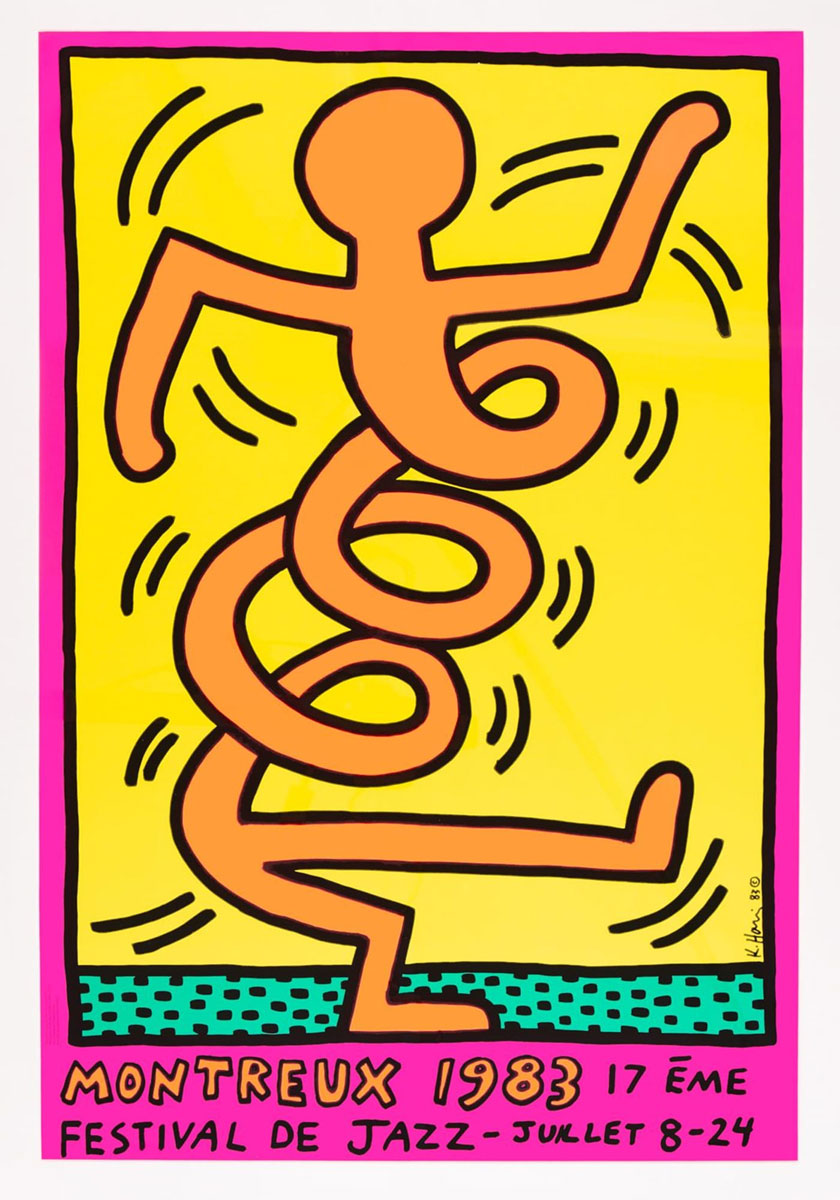 Keith Haring (d'après), Affiche Montreux Bonhomme orange, 1983 