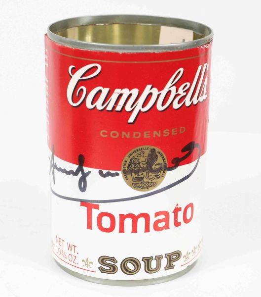 Andy Warhol (d'aprés) - boite de conserve Campbell's portant une inscription Andy Warhol