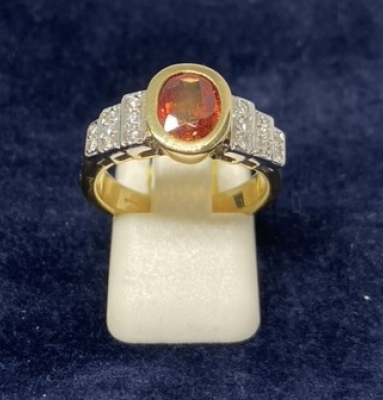 Bague Saphir Orange-Rouge