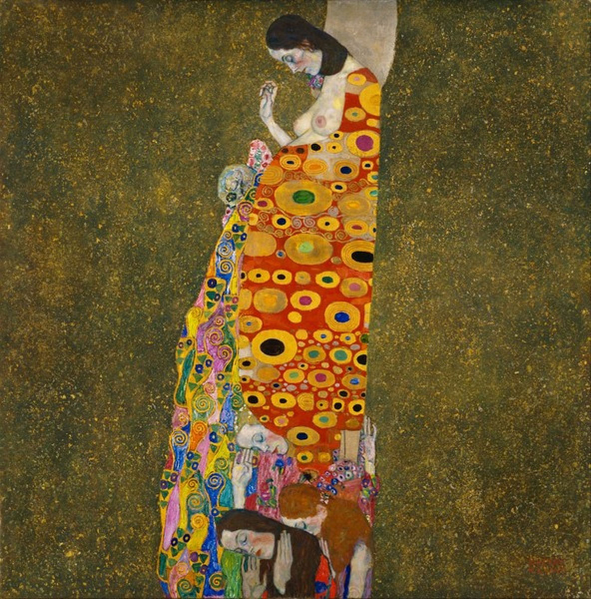 Hope (1907), Print, after Gustav Klimt, Color print signed on Arches paper in the plate, and publisher's stamp numbered on 150, framed with publisher's certificate, Dimensions 28x38 cm