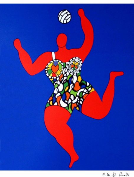 VolleyBall, Print, d'après Niki de Saint Phalle, Épreuve en couleur signée sur papier Arches dans la planche, et cachet de l’éditeur numéroté sur 150, encadré avec certificat de l’éditeur, Dimensions 28x38 cm