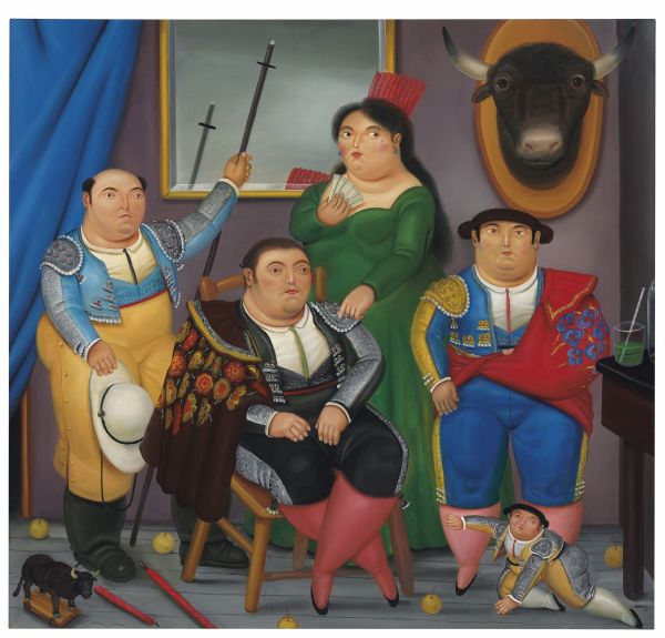 Family Scene (1985), Print after Fernando Botero, color proof, signed on Arches paper in the plate, publisher's stamp numbered on 150, framed with publisher's certificate, 28x38cm