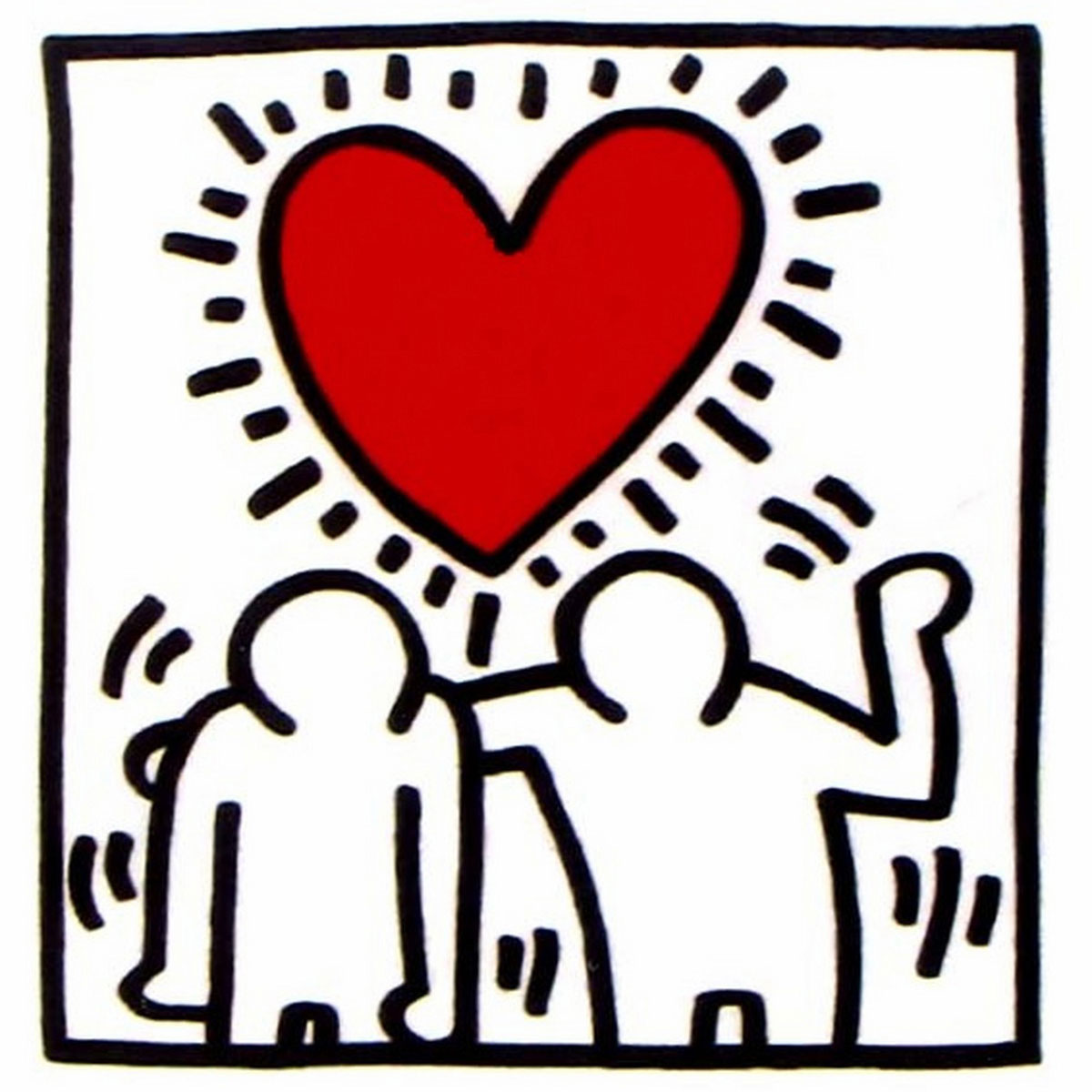 Heart (1987), Print, after Keith Haring, Color print signed on Arches paper in the plate, and publisher's stamp numbered on 150, framed with publisher's certificate, Dimensions 28x38 cm