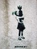 Bomb Hugger, Print after Banksy, color print, signed on Arches paper in the plate, publisher's stamp numbered on 150, framed with publisher's certificate, 28x38cm