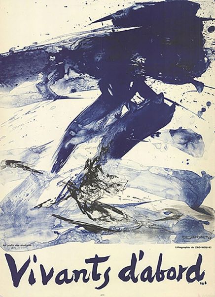 Zao Wou Ki (d'après), Affiche Vivants d'abord, Papier Affiche, Dimension 78 x 57 cm,