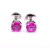 Importante paire de boucles d'oreilles en or blanc 4 griffes sertie par deux saphirs roses naturels Ceylan de couleur intense et lumineuse pour 1,16 c. - Or 1,37 g. 