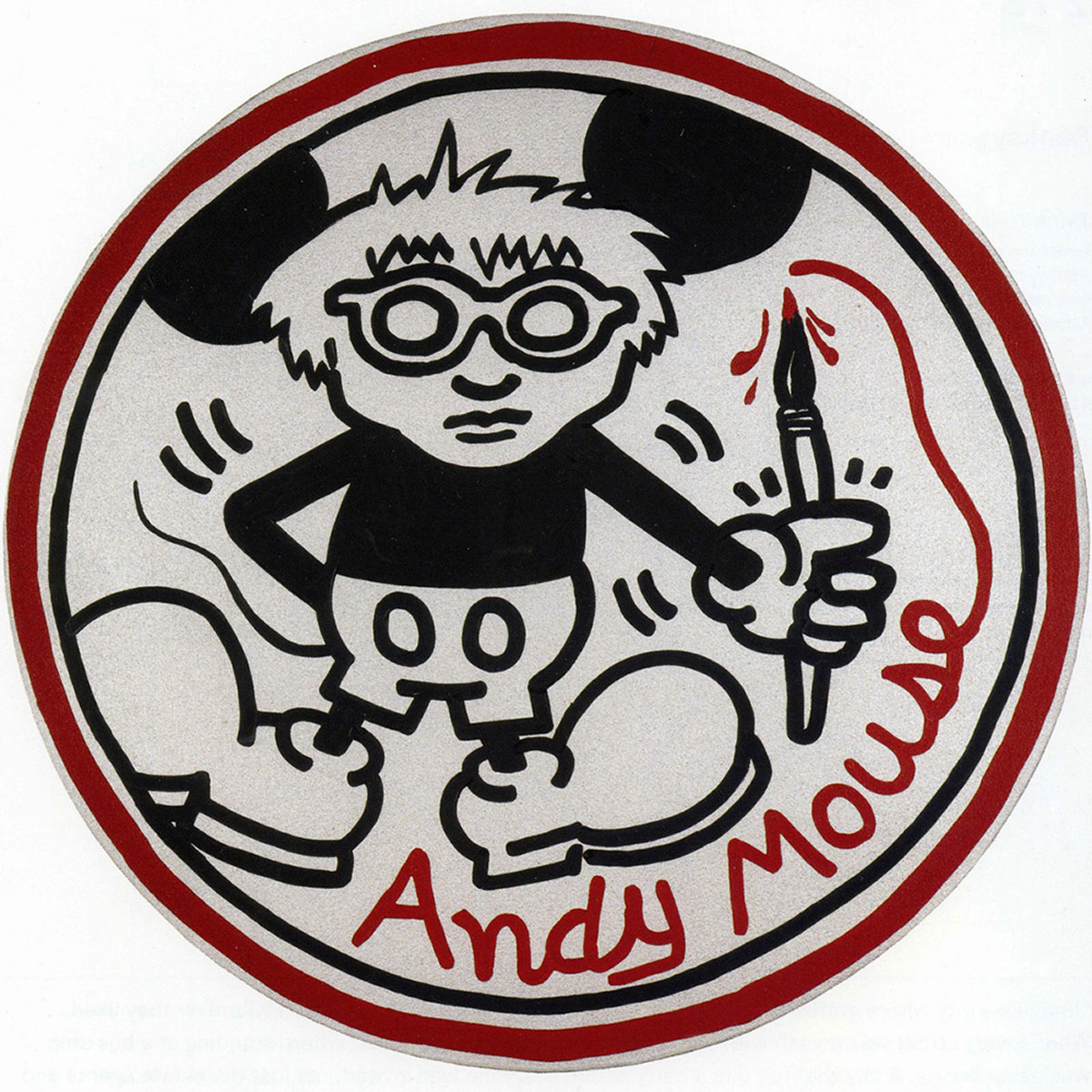 Andy Mouse Rond, Print, d'après Keith Haring, Épreuve en couleur signée sur papier Arches dans la planche, et cachet de l’éditeur numéroté sur 150, encadré avec certificat de l’éditeur, Dimensions 28x38 cm