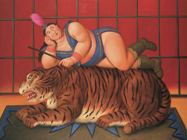 Tiger Tamer 2007), Print after Fernando Botero, color proof, signed on Arches paper in the plate, publisher's stamp numbered on 150, framed with publisher's certificate, 28x38cm