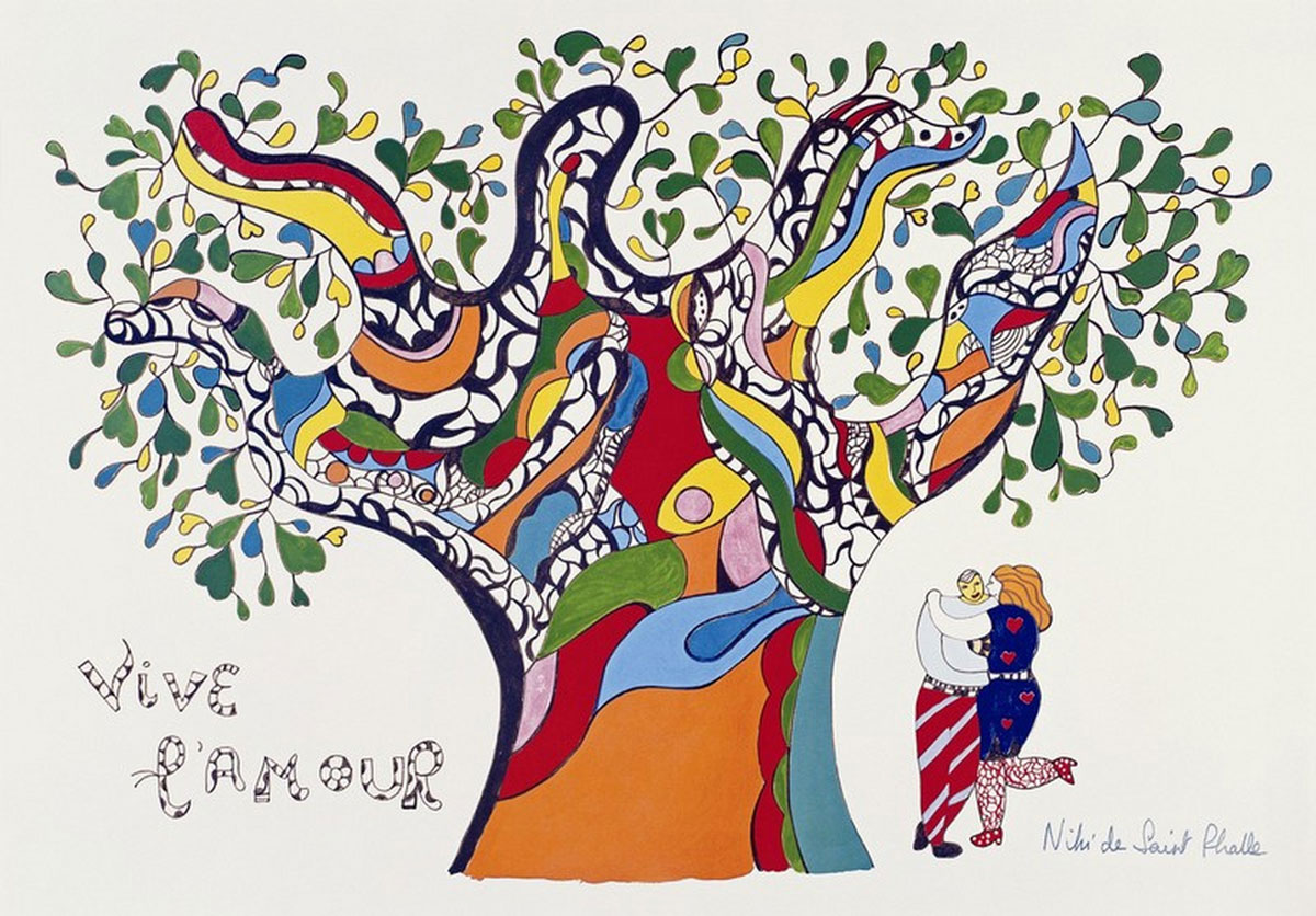 Vive l'Amour (1990), Print, after Niki de Saint Phalle, Color print signed on Arches paper in the plate, and publisher's stamp numbered on 150, framed with publisher's certificate, Dimensions 28x38 cm