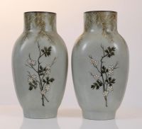 Pair of vases with birds