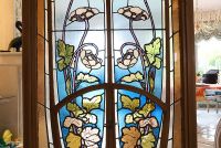 Exceptional Art Nouveau stained glass window with umbellifers - Jacques GRUBER (1870-1936)