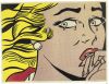 Crying Girl, Print after Roy Lichtenstein, color proof, signed on Arches paper in the plate, publisher's stamp numbered on 150, framed with publisher's certificate, 28x38cm