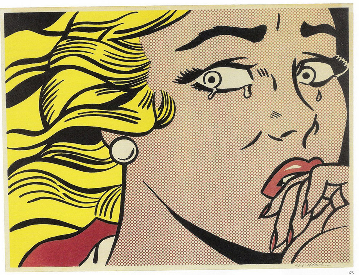 Crying Girl, Print d'après Roy Lichtenstein, épreuve en couleur, signé sur papier Arches dans la planche, cachet de l'éditeur numéroté sur 150, encadré avec certificat de l'éditeur, 28x38cm