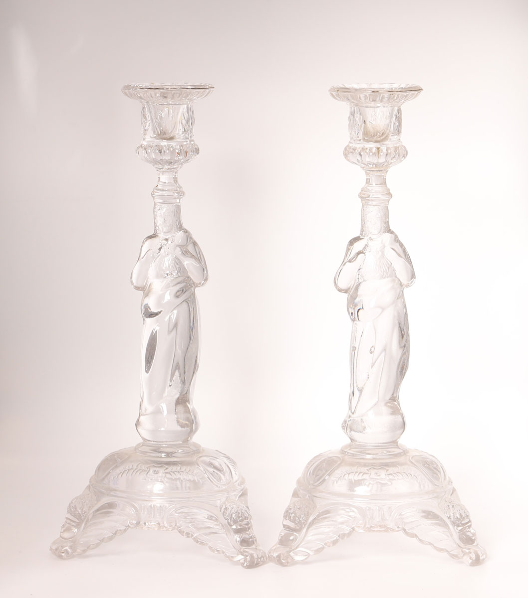 Pair of glass candlestick