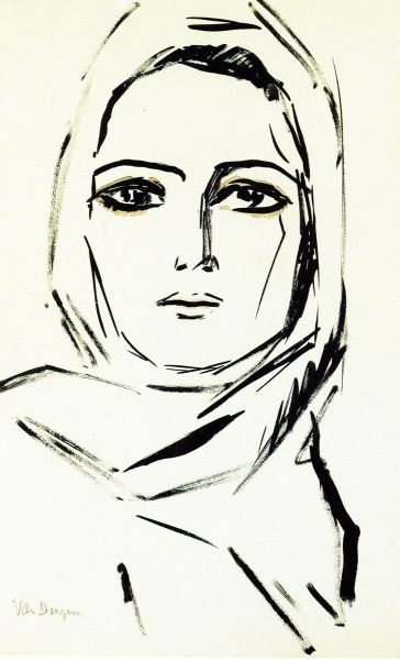 Portrait of a woman, Print, after Kees Van Dongen, Color proof signed on Arches paper in the plate, and stamped numbered on 150, framed with certificate of the publisher, Dimensions 28x38 cm