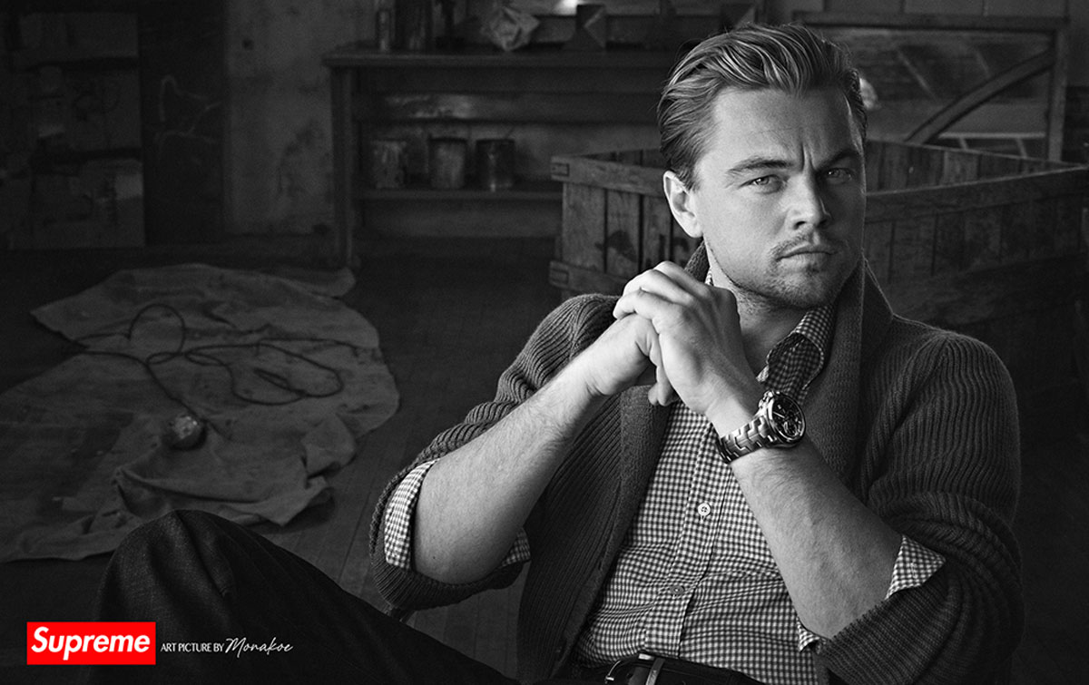 Leonardo Di Caprio 2, Supreme by Monakoe, Photo printed on glossy paper, Silver finish, delivered framed, Photo size 44,5x28, Frame size 54,5x38 cm (white pass-through), edited in 5 copies