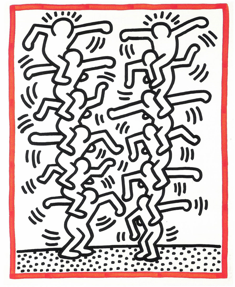 Towers, Print, after Keith Haring, Color print signed on Arches paper in the plate, and publisher's stamp numbered on 150, framed with publisher's certificate, Dimensions 28x38 cm