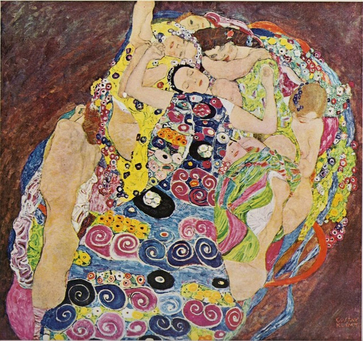 Les vierges (1912-1913), Print, d'après Gustav Klimt, Épreuve en couleur signée sur papier Arches dans la planche, et cachet de l’éditeur numéroté sur 150, encadré avec certificat de l’éditeur, Dimensions 28x38 cm