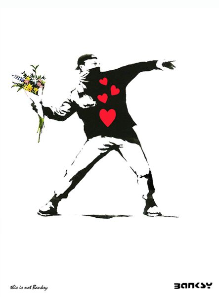 Flower Bomber Hearts, Banksy / This is not Banksy, printed on Beaux Arts paper, Size 28 x38, edited in 6 copies