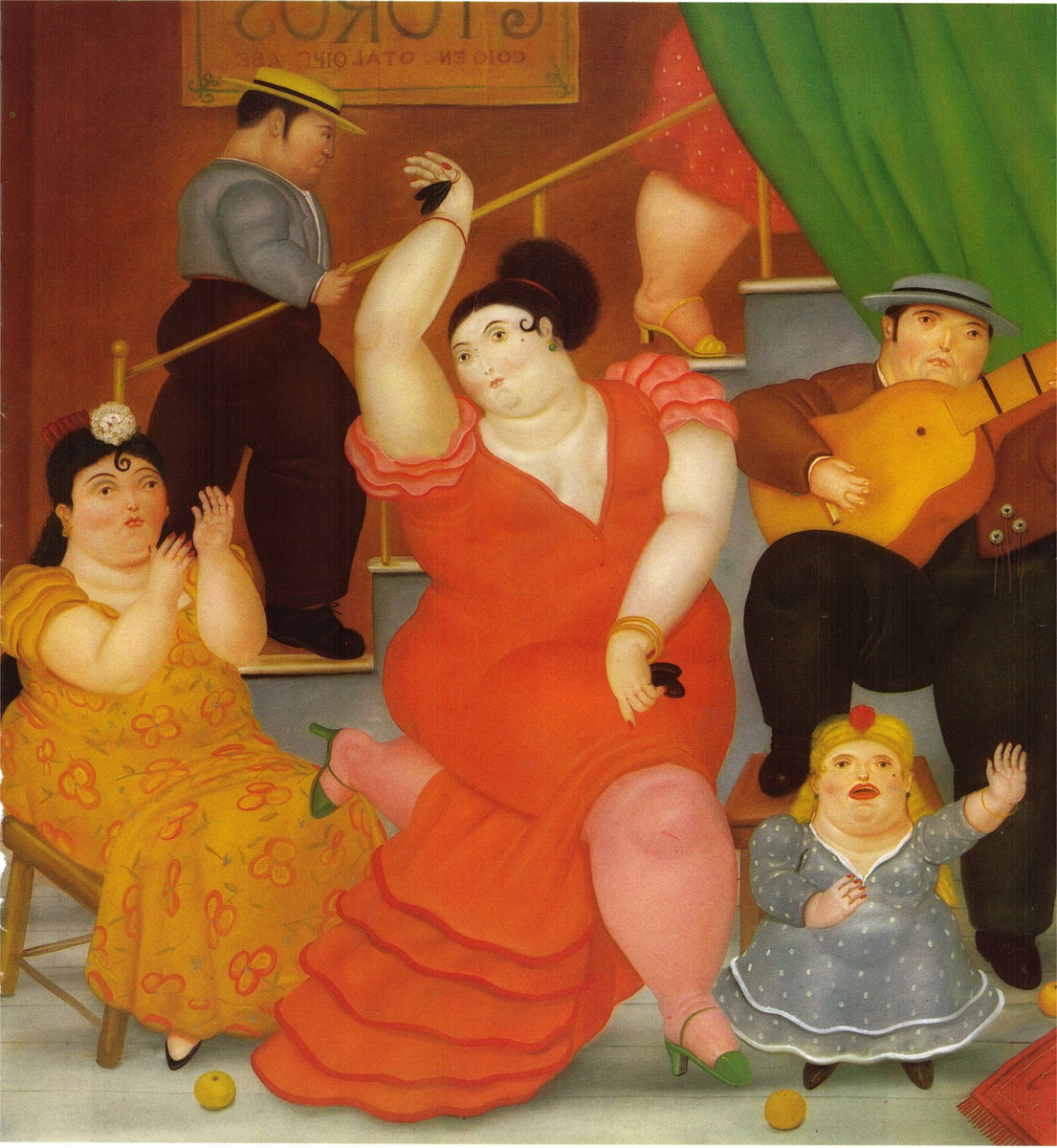 Flamenco (1984), Print d'après Fernando Botero, épreuve en couleur, signé sur papier Arches dans la planche, cachet de l'éditeur numéroté sur 150, encadré avec certificat de l'éditeur, 28x38cm