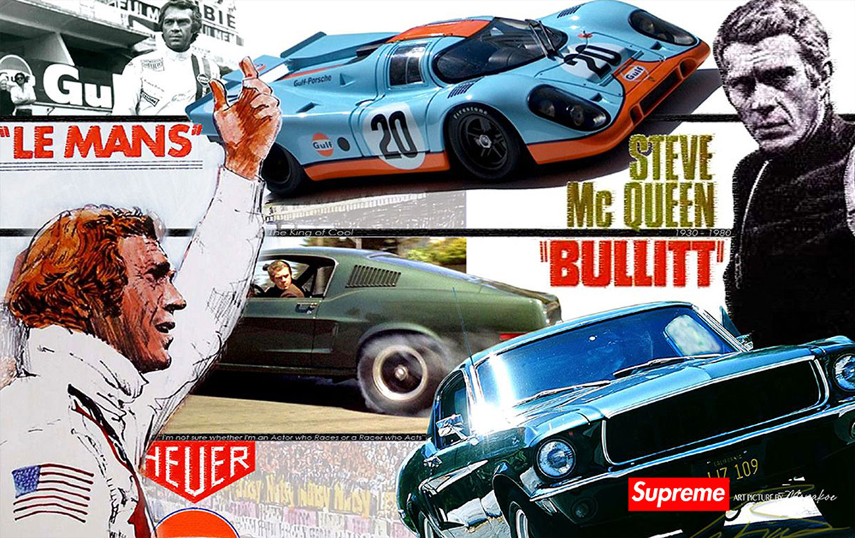 Steeve McQueen Bullit 1, Supreme by Monakoe, Photo imprimée sur papier brillant, Finition argentique, encadré encadré, Taille photo 44,5x28, Taille cadre 54,5x38 cm (passe partout blanc), édité en 5 exemplaires