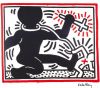 Cross Figure, Print, after Keith Haring, Color print signed on Arches paper in the plate, and publisher's stamp numbered on 150, framed with publisher's certificate, Dimensions 28x38 cm