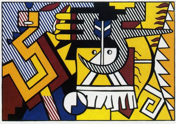 American Indian (1980), Print d'après Roy Lichtenstein, épreuve en couleur, signé sur papier Arches dans la planche, cachet de l'éditeur numéroté sur 150, encadré avec certificat de l'éditeur, 28x38cm