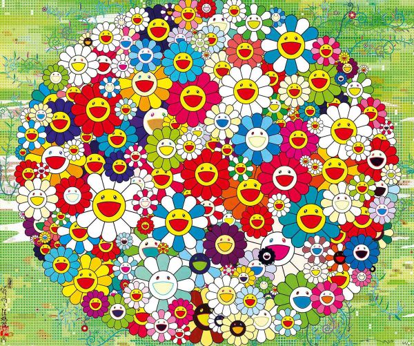 Open your hand, Print d'après Takashi Murakami, épreuve en couleur, signé sur papier Arches dans la planche, cachet de l'éditeur numéroté sur 150, encadré avec certificat de l'éditeur, 28x38cm