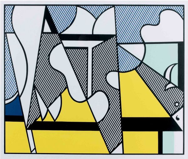 Cow Abstract2, Print after Roy Lichtenstein, color proof, signed on Arches paper in the plate, publisher's stamp numbered on 150, framed with publisher's certificate, 28x38cm