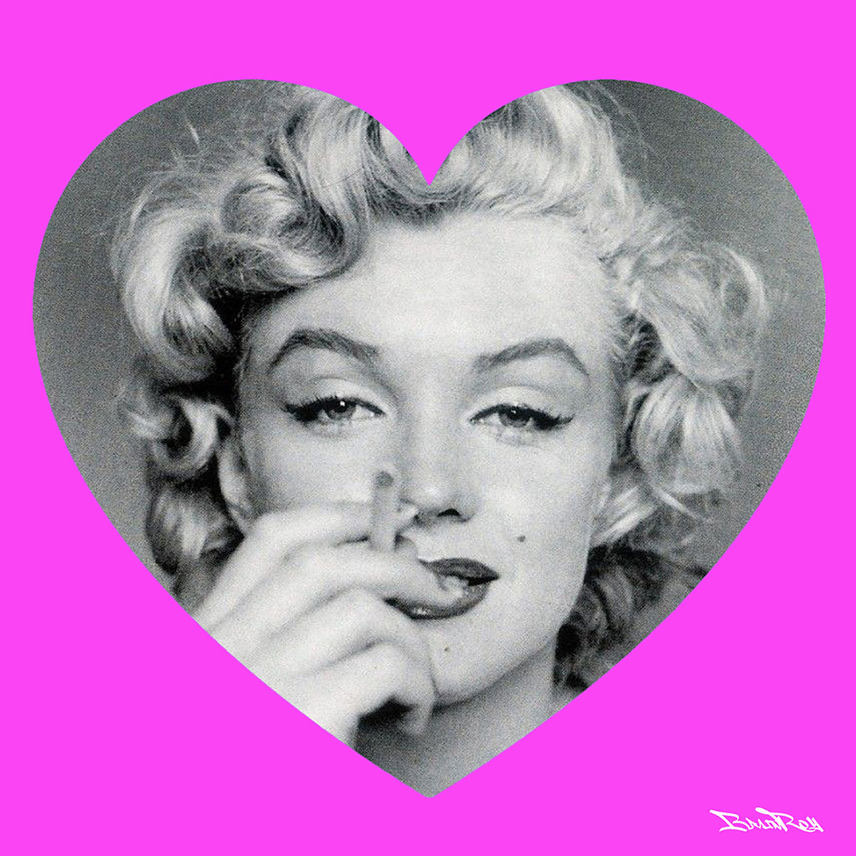 Marilyn Cœur rose, BrainRoy, Finition verre acrylique print, framed in American box, Dimension 60 x 60 cm, edited in 6 copies with certificates