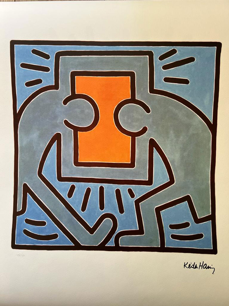 Blue Men, d'après Keith Haring, lithographie imprimée sur papier Beaux Arts, Taille 70 x 50, édité en 150 exemplaires