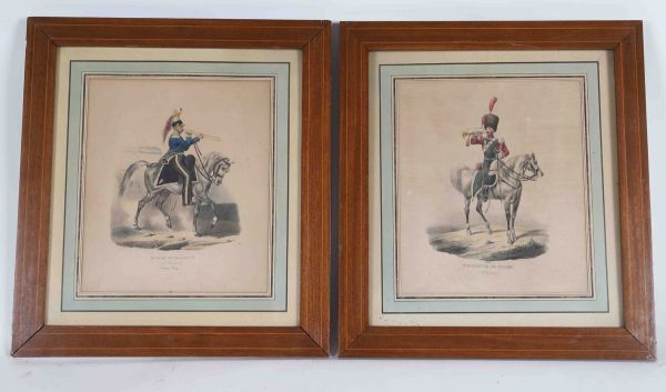 Pair of polychrome lithographs