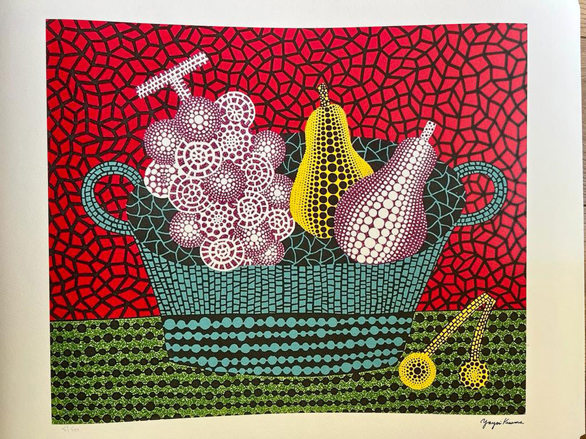 Fruits Basket II, d'après Yayoi Kuzama, lithographie imprimée sur papier Beaux Arts, Taille 70 x 50, édité en 150 exemplaires