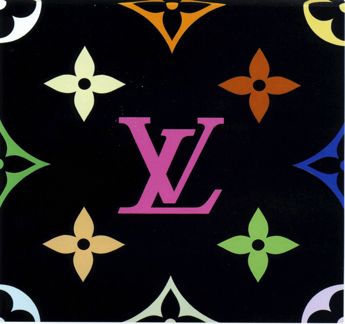 Black Monogram (2003), Print d'après Takashi Murakami, épreuve en couleur, signé sur papier Arches dans la planche, cachet de l'éditeur numéroté sur 150, encadré avec certificat de l'éditeur, 28x38cm